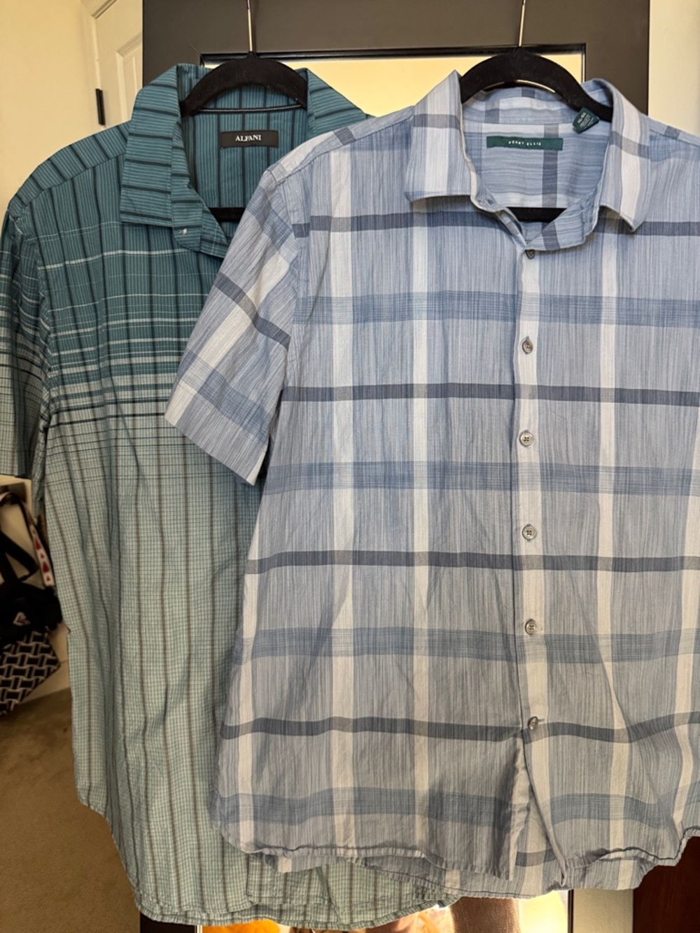 Alfani & Perry Ellis Plaid Short-Sleeve Button-Down Shirts- size XL